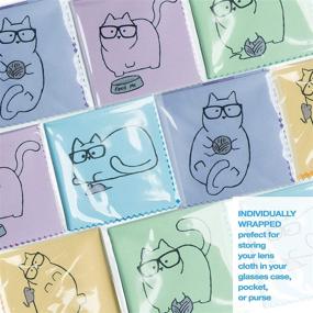 img 1 attached to Set of 10 Microfiber Cleaning Cloths with Cute Kitty Cat Design - Ideal for Eyeglasses, Sunglasses, Cell Phone, and more - Assorted Beautiful Designer Colors (Blue, Pink, Yellow, Purple, Green) - High-Quality Cloth Wipes