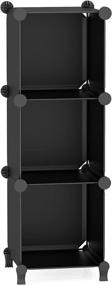 img 4 attached to 📦 Anenz 3 Cube Storage Organizer - Black | Cube Storage Shelves for DIY Plastic Closet Cabinet, Book Shelf in Garage, Bedroom, Living Room, Office