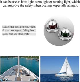 img 2 attached to 🚤 12V Stainless Steel Bow Navigation Lights for Boat Yacht LED Light - Set of 2, Green and Red Marine Lights by Powstro