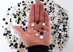 img 2 attached to Sparkling Assorted Gem Stickers: Various Round Sizes in Black, Gold, and Clear - 100g Bag!