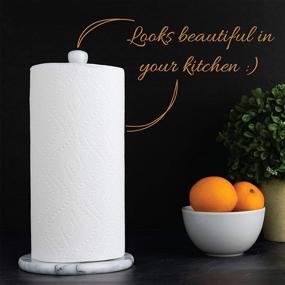 img 1 attached to 🧻 Homeries Deluxe White Marble Paper Towel Holder – Premium Upright Towel Dispenser for Kitchen Countertop, Cabinet & Bathrooms – Non-Steel & Non-Plastic Design – Heavy-Duty, Solid Standup Paper Towel Holders