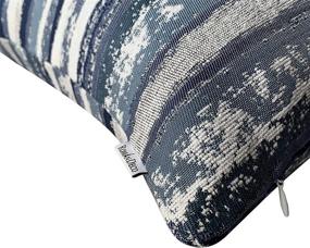 img 1 attached to 🛏️ ROMANDECO Set of 2, Jacquard Stripe Pillow Case Square Decorative Throw Cushion Cover with Invisible Zipper for Bed 18" x 18" - Navy Blue