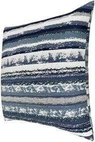 img 3 attached to 🛏️ ROMANDECO Set of 2, Jacquard Stripe Pillow Case Square Decorative Throw Cushion Cover with Invisible Zipper for Bed 18" x 18" - Navy Blue