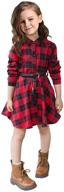 👗 cute and comfy cnkids girls buffalo check plaid dress with belt - stylish long sleeve dresses for kids 4-12yrs logo