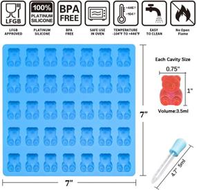 img 2 attached to Gummy Bear Molds Candy Molds - Large 1 Inch Bear Chocolate Molds Silicone 4 Pack - LFGB Pinch Test Approved - Best Food Grade Silicone Molds for Gummies