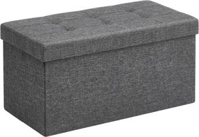 img 4 attached to 🛋️ SONGMICS 30" Storage Ottoman Bench, Chest with Lid, Foldable Seat, Bedroom & Hallway, Space-Saving, 80L Capacity, Holds up to 660 lb, Dark Gray ULSF47K
