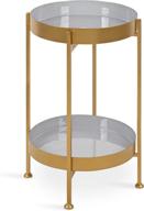 kate and laurel nira two-tiered mid-century side table: chic gray and gold modern end table with storage and decor logo