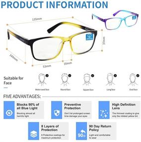 img 1 attached to 👓 Protect Your Eyes with Stylish Blue Light Blocking Reading Glasses - Spring Hinge Computer Readers for Women/Men, Filters UV/Glare