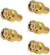 vce (5-pack) gold-plated rca female to bnc male coaxial connector adapters for cctv security cameras logo