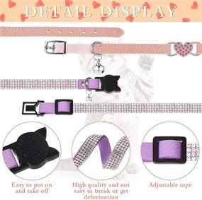 img 1 attached to ❤️ 4-Piece Rhinestone Cat Collar Set: Heart Bling Breakaway Collar, Soft Velvet with Rhinestone Love Heart, Adjustable Safety Collar with Bell for Kitty - Perfect Valentine's Day Cat Collar!