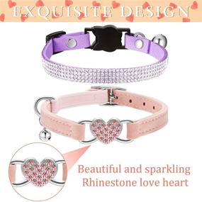 img 2 attached to ❤️ 4-Piece Rhinestone Cat Collar Set: Heart Bling Breakaway Collar, Soft Velvet with Rhinestone Love Heart, Adjustable Safety Collar with Bell for Kitty - Perfect Valentine's Day Cat Collar!