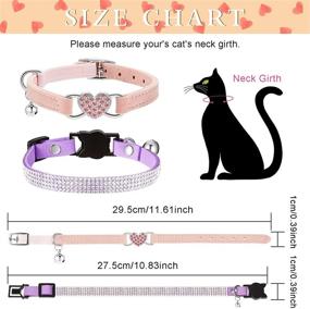 img 3 attached to ❤️ 4-Piece Rhinestone Cat Collar Set: Heart Bling Breakaway Collar, Soft Velvet with Rhinestone Love Heart, Adjustable Safety Collar with Bell for Kitty - Perfect Valentine's Day Cat Collar!