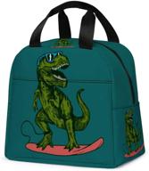 🦖 dinosaur lunch bag – insulated reusable lunch box for kids, cute multi-functional cooler tote bag – perfect school lunch container for teen boys and girls (dark cyan) logo