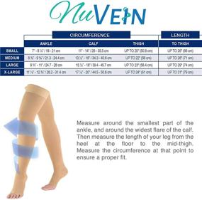 img 3 attached to 🧦 NuVein Medical Compression Stockings: 20-30 mmHg Support for Women & Men, Thigh Length Hose with Open Toe, Beige Medium