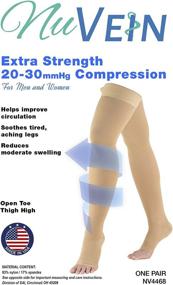 img 2 attached to 🧦 NuVein Medical Compression Stockings: 20-30 mmHg Support for Women & Men, Thigh Length Hose with Open Toe, Beige Medium