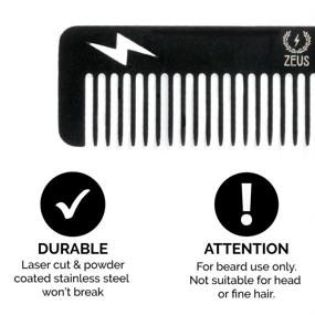 img 2 attached to ZEUS Stainless Steel Beard &amp; Mustache Comb - Handcrafted, EDC, Heavy-Duty, Sturdy, Durable, Hair Styling, Anti-Static Comb - T22