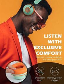 img 1 attached to 🎧 SuperEQ S2 Bluetooth Active Noise Cancelling Headphones - Wired & Wireless On-Ear Headset with CVC 8.0, Hi-Fi Stereo Deep Bass - 25H Playtime for Kids, Adults, Travel, Sports, Office - Orange/Green