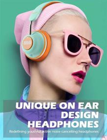 img 2 attached to 🎧 SuperEQ S2 Bluetooth Active Noise Cancelling Headphones - Wired & Wireless On-Ear Headset with CVC 8.0, Hi-Fi Stereo Deep Bass - 25H Playtime for Kids, Adults, Travel, Sports, Office - Orange/Green