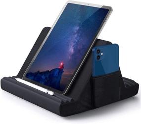 img 4 attached to 📱 Gray Tablet Pillow Stand: Soft Lap Pad Stand for iPad, Tablets, eReaders
