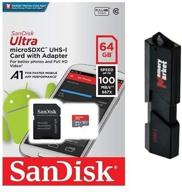 💾 high-speed sandisk ultra a1 64gb microsdxc class 10 uhs-1 memory card with sd card reader - perfect for motorola moto m g4 g5 g5s plus z2 z force play logo