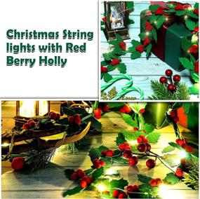 img 1 attached to Christmas Garland with Lights | Felt Banner Decoration - Mudder 🎄 Holiday Holly and Berries Felt Lights Banner, Pom Pom Garland | Holiday Decor