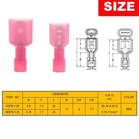 img 3 attached to Yosawa 100-Pieces Nylon Fully Insulated Male/Female Spade Wire Crimp Connectors，Quick Disconnects Wire Terminals Connector Assortment Kit AWG 22-16 Red （NLGMH)