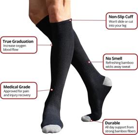 img 3 attached to 🧦 BAMS Bamboo Compression Socks for Women & Men - High-Quality Graduated Knee-High Support