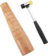 🔨 wooden bracelet sizer mandrel & steel handle two-way rubber hammer set - pandahall elite jewelry tools logo