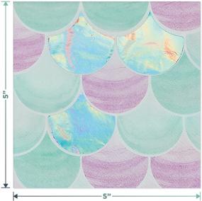 img 1 attached to Сияющие бумажные тарелки в раковине и салфетки с чешуей русалки 🧜 - идеальные принадлежности для вечеринки принцессы-русалки на 16 гостей!