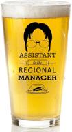 🍺 assistant to the regional manager beer glass: funny dwight schrute the office merchandise - 16oz dunder mifflin collectible mug for men and women logo