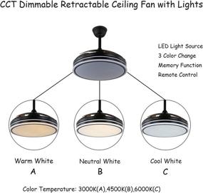 img 1 attached to 36-inch Bladeless Retractable Ceiling Fan with Lights, Remote Control, and Silent Motor - Perfect for Living Room, Dining Room, Bedroom Decor - Black Finish