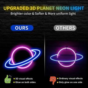 img 2 attached to JTLMEEN Planet LED Neon Lights: Aesthetic Cool Room Decor for Bedroom, Home, Kids Room, Bar, Festival, Birthday, Wedding Party