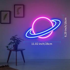 img 1 attached to JTLMEEN Planet LED Neon Lights: Aesthetic Cool Room Decor for Bedroom, Home, Kids Room, Bar, Festival, Birthday, Wedding Party