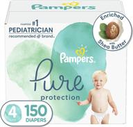 pampers pure protection diapers size 4, 150 count - hypoallergenic, unscented, and long-lasting baby diapers logo