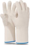 🔥 heat resistant oven gloves with fingers - long sleeve, cotton, double oven mitt set - white logo