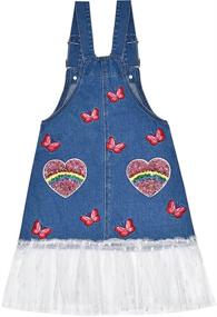 img 3 attached to 👧 Peacolate Girls Jumper Dress: Cute & Casual Denim Overalls 4-11T