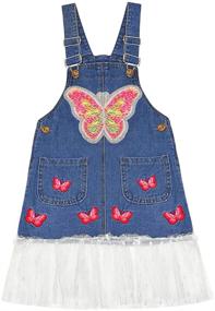 img 4 attached to 👧 Peacolate Girls Jumper Dress: Cute & Casual Denim Overalls 4-11T