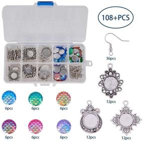 img 3 attached to 🧜 SUNNYCLUE Mermaid Scales Skin Earrings Making Kit with 12mm Resin Cabochons and Pendant Bezels