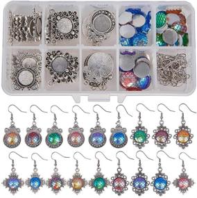 img 4 attached to 🧜 SUNNYCLUE Mermaid Scales Skin Earrings Making Kit with 12mm Resin Cabochons and Pendant Bezels