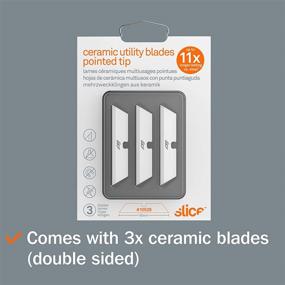 img 2 attached to 🔪 Slice 10528 Ceramic Replacement Blade with Pointed Tip – 1-Inch Cutting Depth, Equals to 20 Metal Blades (3 Pack) – White