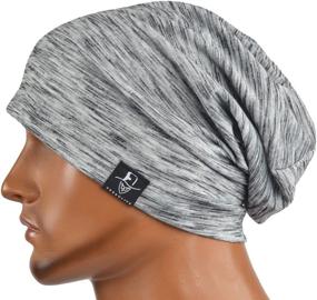 img 1 attached to JESSE · RENA Men's Chic Striped Summer Beanie Hat - Stylish Baggy Slouch Skull Cap