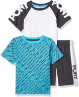 🏻 3 piece active short set for boys with pony design logo