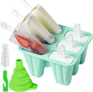 🍦 silicone popsicle molds - 6 pack bpa-free ice pop moulds for homemade popsicles, reusable & easy to release - green logo