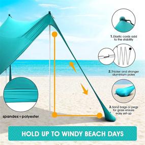 img 3 attached to 🏖️ WIPHA Beach Canopy Beach Tent - UPF50+ Pop Up Beach Shade for Fishing, Backyard, Camping (10x10FT 2 Poles) with Sandbags, Ground Pegs, Stability Poles - Easy Setup Portable Beach Sunshade