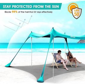 img 2 attached to 🏖️ WIPHA Beach Canopy Beach Tent - UPF50+ Pop Up Beach Shade for Fishing, Backyard, Camping (10x10FT 2 Poles) with Sandbags, Ground Pegs, Stability Poles - Easy Setup Portable Beach Sunshade