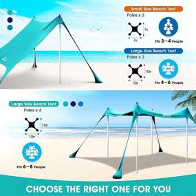 img 1 attached to 🏖️ WIPHA Beach Canopy Beach Tent - UPF50+ Pop Up Beach Shade for Fishing, Backyard, Camping (10x10FT 2 Poles) with Sandbags, Ground Pegs, Stability Poles - Easy Setup Portable Beach Sunshade