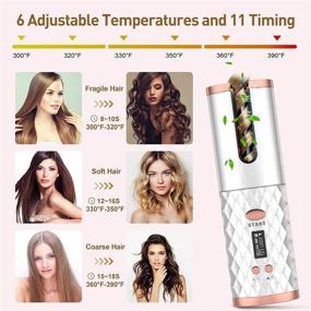 img 1 attached to 🔌 Cordless Auto Hair Curler - Wireless Rotating Beach Waves Curling Iron with LCD Timer and 6 Adjustable Temperature Settings, Fast Heating Ceramic Barrel Styling Tools