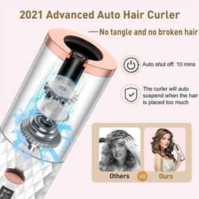 img 3 attached to 🔌 Cordless Auto Hair Curler - Wireless Rotating Beach Waves Curling Iron with LCD Timer and 6 Adjustable Temperature Settings, Fast Heating Ceramic Barrel Styling Tools