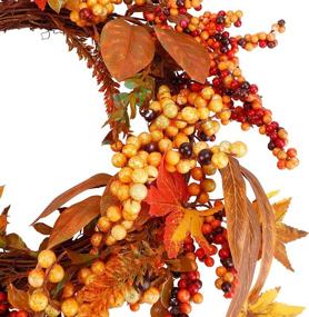 img 1 attached to 🍁 18-Inch Artificial Autumn Wreath with Leaves and Berries - Front Door Fall Decor for Home, Indoor/Outdoor Wall Harvest Thanksgiving Decoration - FUNARTY Fall Wreath