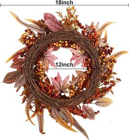 img 3 attached to 🍁 18-Inch Artificial Autumn Wreath with Leaves and Berries - Front Door Fall Decor for Home, Indoor/Outdoor Wall Harvest Thanksgiving Decoration - FUNARTY Fall Wreath